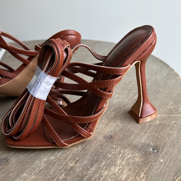 Cape Robbin Sexy Lace Up Wrap High Flared Heels Square Open Toe Size 6.5 NEW - Picture 10 of 12